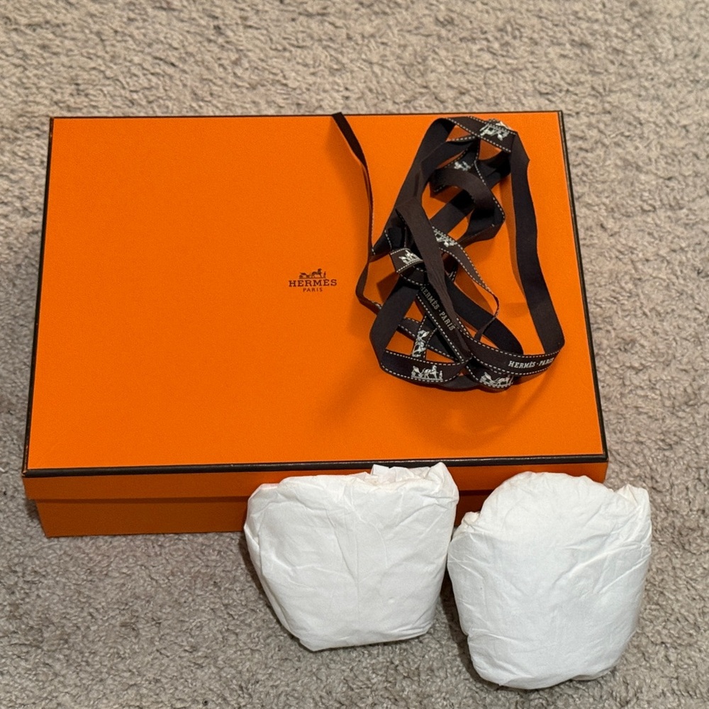Orange Hermes Shoe Box with Ribbon